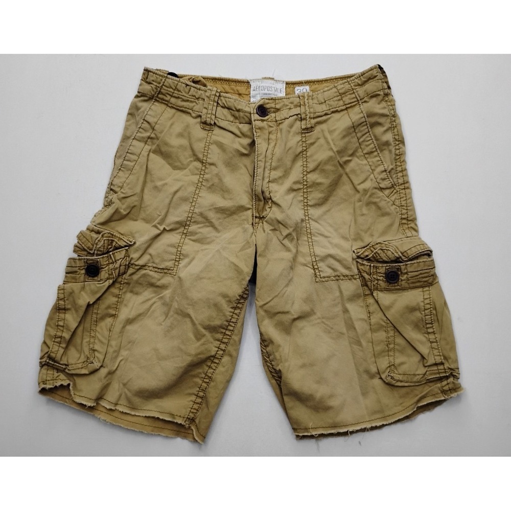 Aeropostale Shorts Cargo Solid Tan Twill Mens Size 30 Ynk 11in inseam safari
